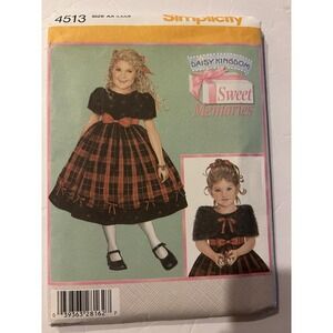 Simplicity Daisy Kingdom Sweet Memories Sewing Pattern 4513 Size AA 3-6 UNCUT